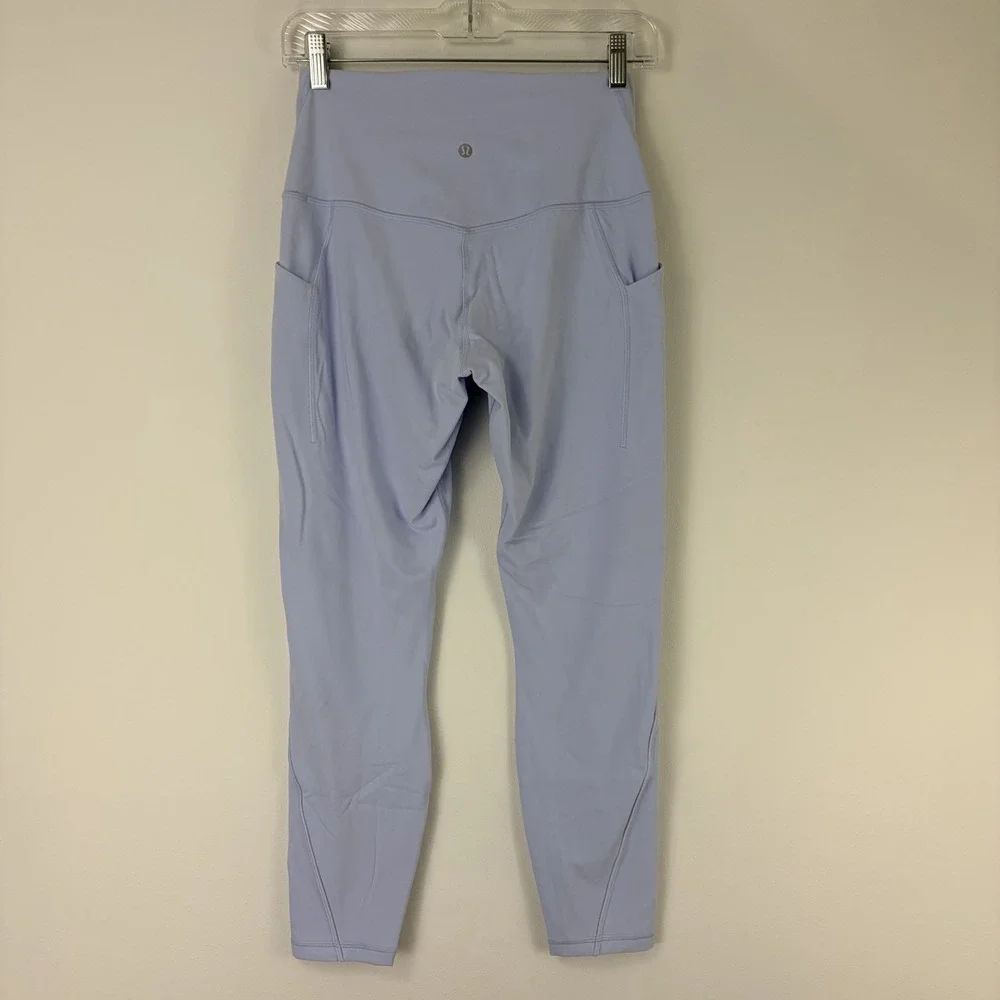 Lululemon Fast and Free High Rise Crop Leggings Women Size 8 Blue Side Pocket